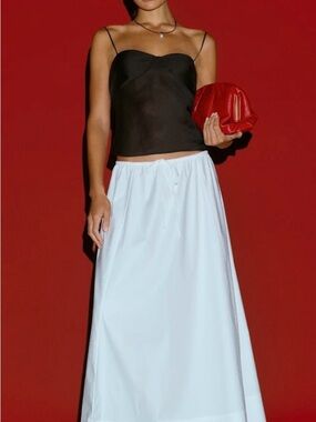 Reformation White Maxi Skirt with Elastic Waist